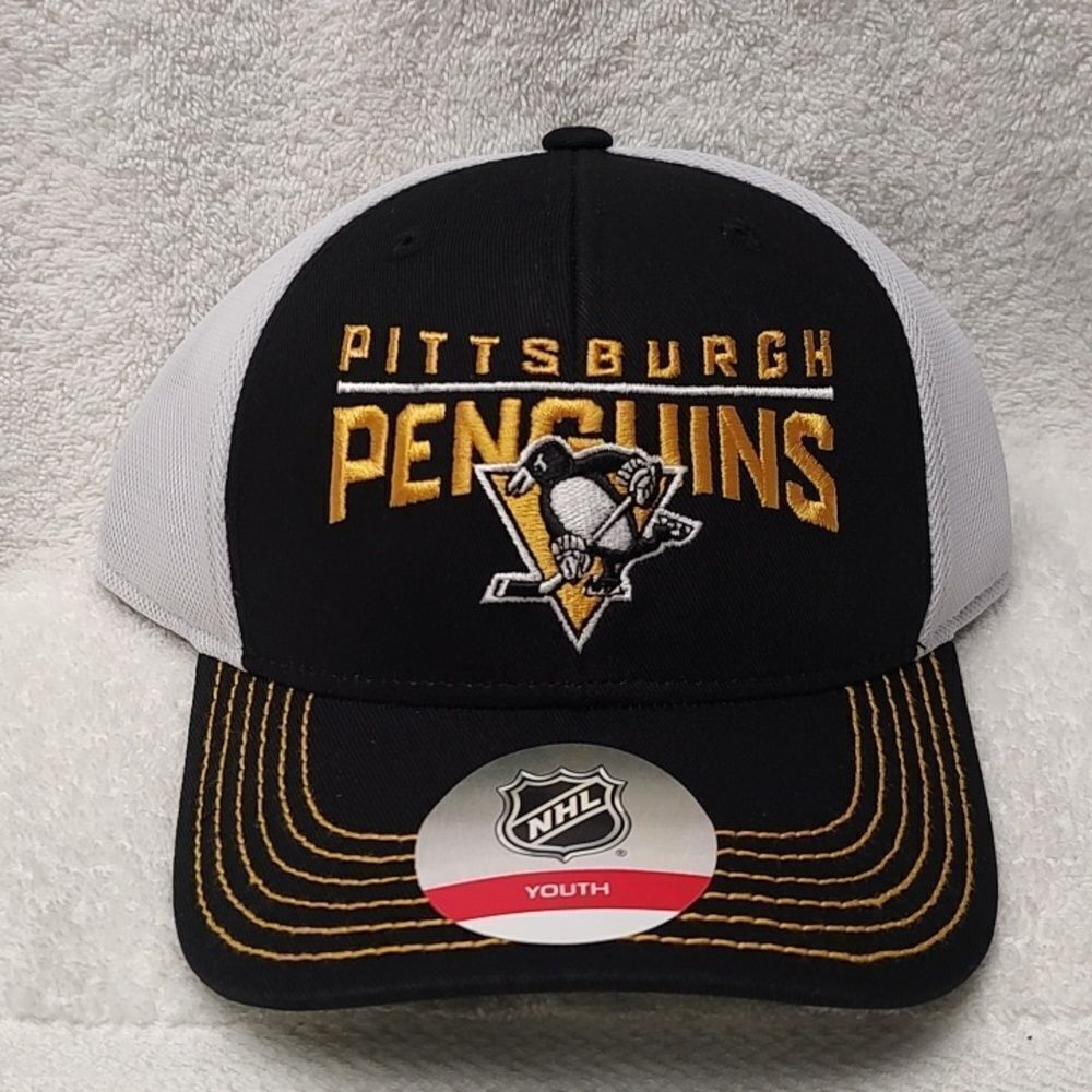 NHL Pittsburgh Penguins YOUTH Trucker Mesh Snapback Hat - New